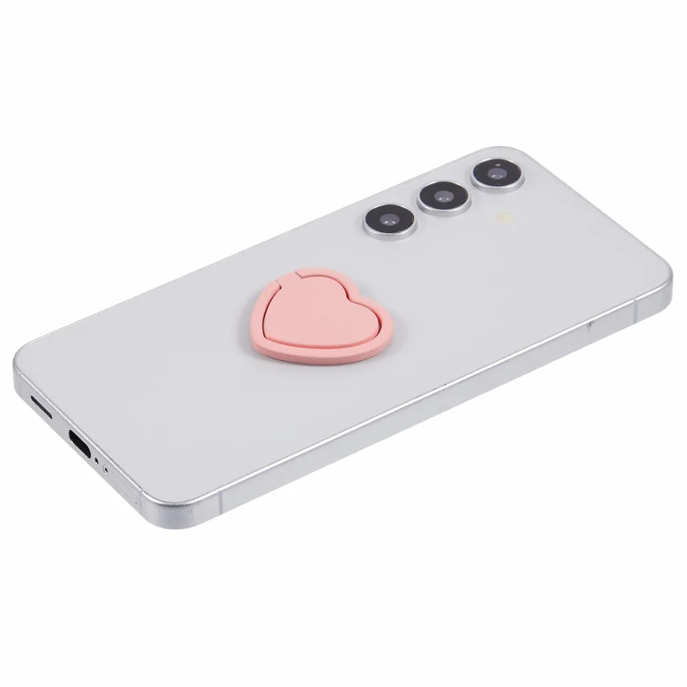 Cell Phone Ring Holder Kickstand Love Heart Shaped Metal Phone Grip - Pink - 6