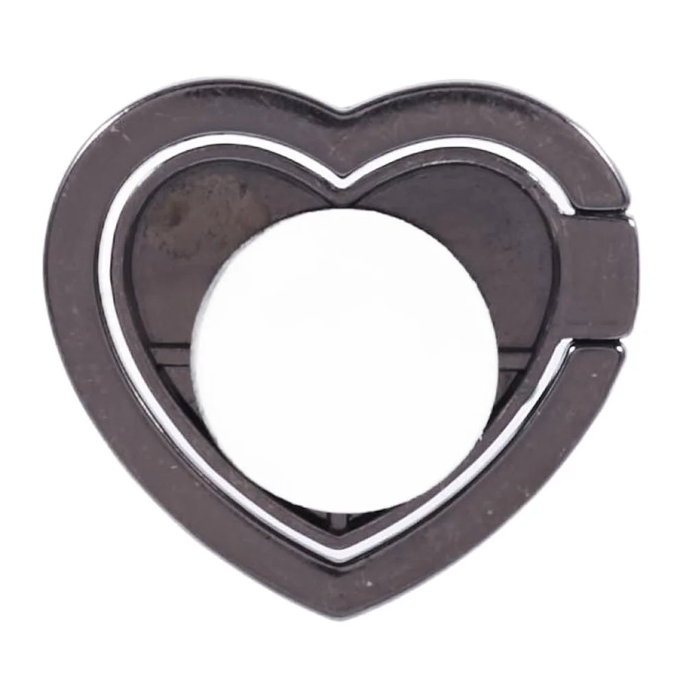 Heart Shaped Phone Kickstand Rhinestone Decor Metal Phone Finger Ring Grip - Red - 2
