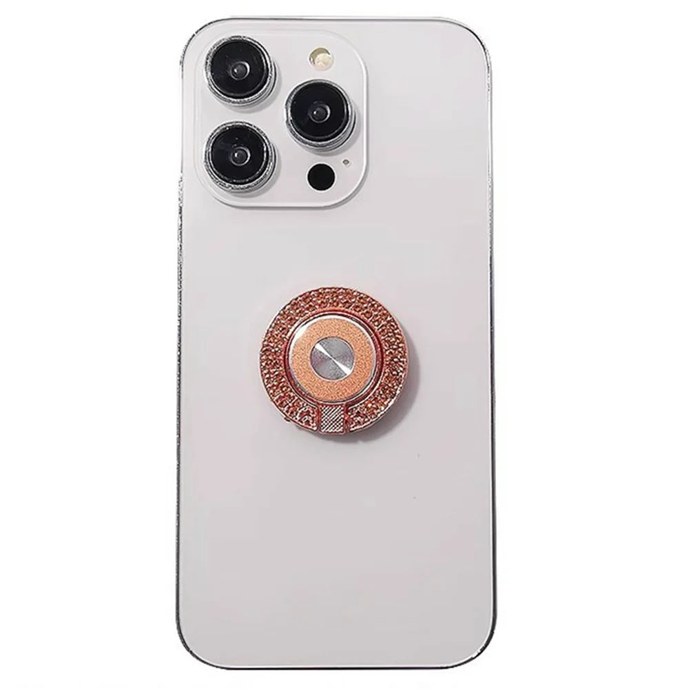Cell Phone Ring Holder Kickstand Round Metal Rhinestones Finger Grip Loop - Pink - 3