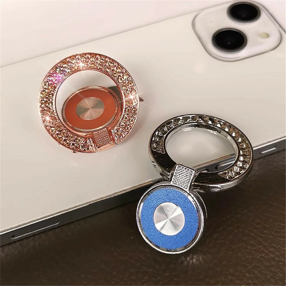 Cell Phone Ring Holder Kickstand Round Metal Rhinestones Finger Grip Loop - Pink - 5