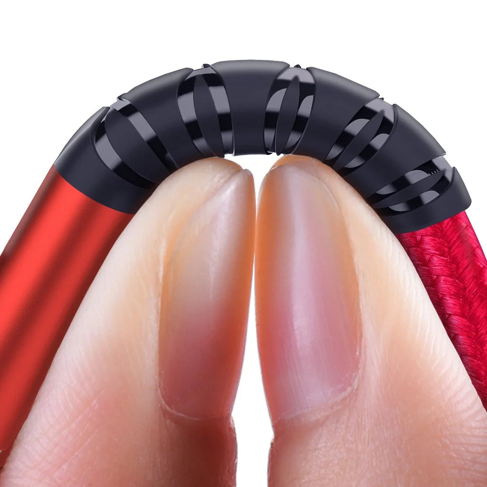 ESSAGER Micro USB to USB Nylon Braided Data Sync Charging Cord with LED Indicator 2m - Red - 5