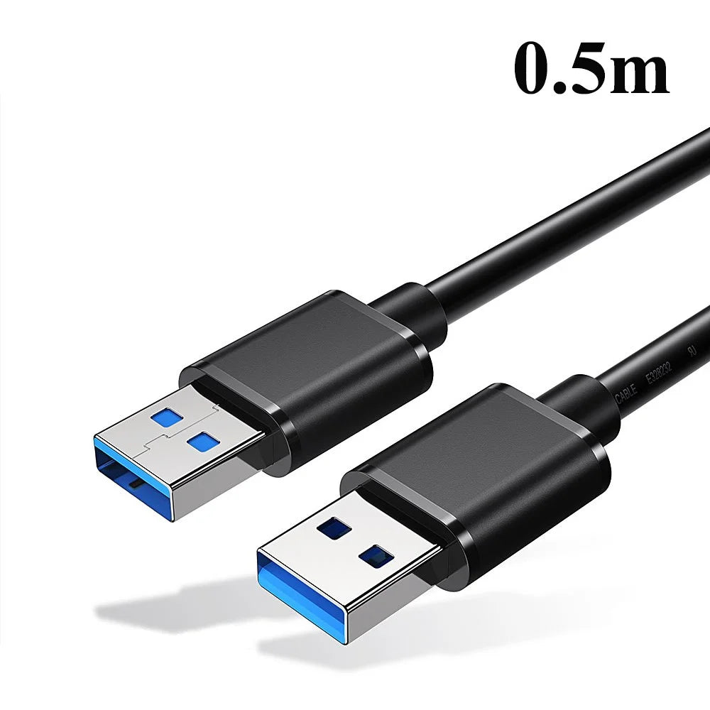 ESSAGER USB3.0 Male to Male Data Cable 0.5m - Black - 1