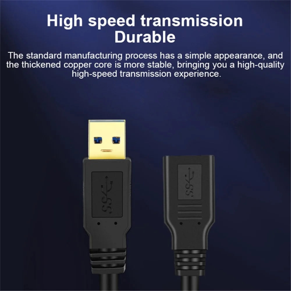 0.6m USB 3.0 Female to USB 3.0 Male Data Transfer Cable USB-A Extension Cord Anti-Wear PVC Line - 3