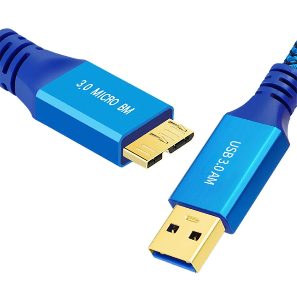 0.3m USB 3.0 Male to Micro USB 3.0 Male Braided Cable Data Transfer Charging Wire - 1
