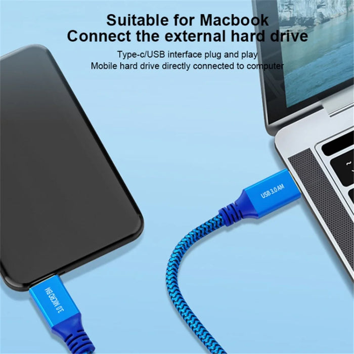 0.6m USB 3.0 Male to Micro USB 3.0 Male Braided Cable High Speed Data Transfer Charging Wire - 6