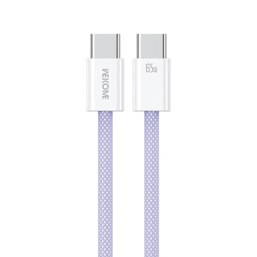 WEKOME WDC-21 1m USB-C to USB-C Charger Cable Nylon Braided 65W Fast Charging Cord - Purple - 1
