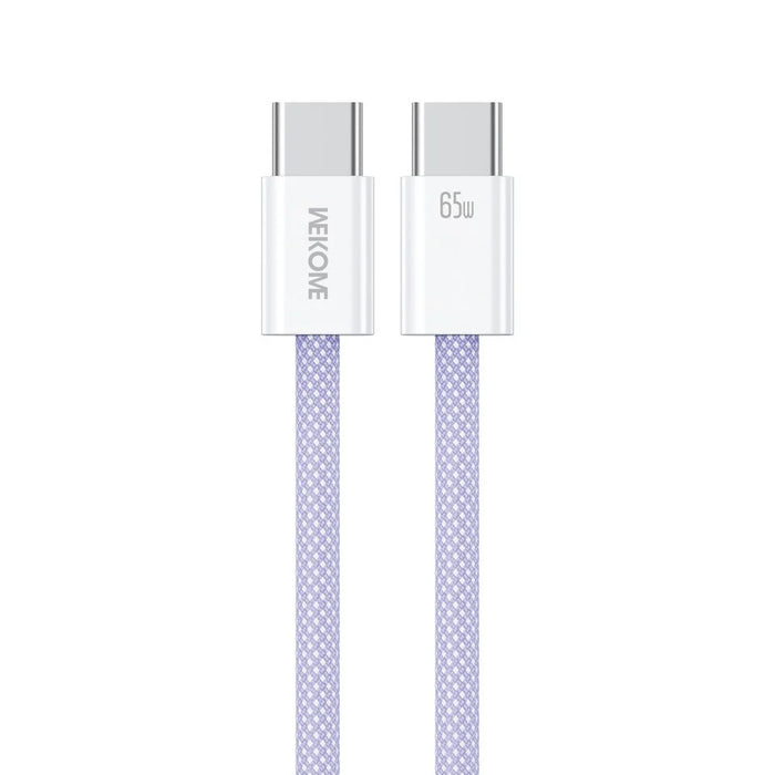 WEKOME WDC-21 1m USB-C to USB-C Charger Cable Nylon Braided 65W Fast Charging Cord - Purple - 1