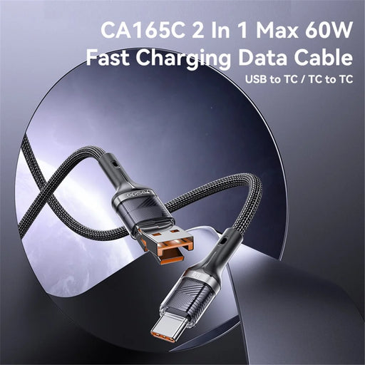YESIDO CA165C 1.2m USB / Type-C to Type-C PD 60W Fast Charging Cable Braided Data Cable - 2