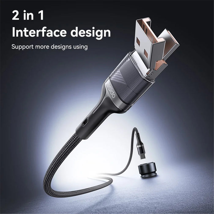 YESIDO CA165C 1.2m USB / Type-C to Type-C PD 60W Fast Charging Cable Braided Data Cable - 3