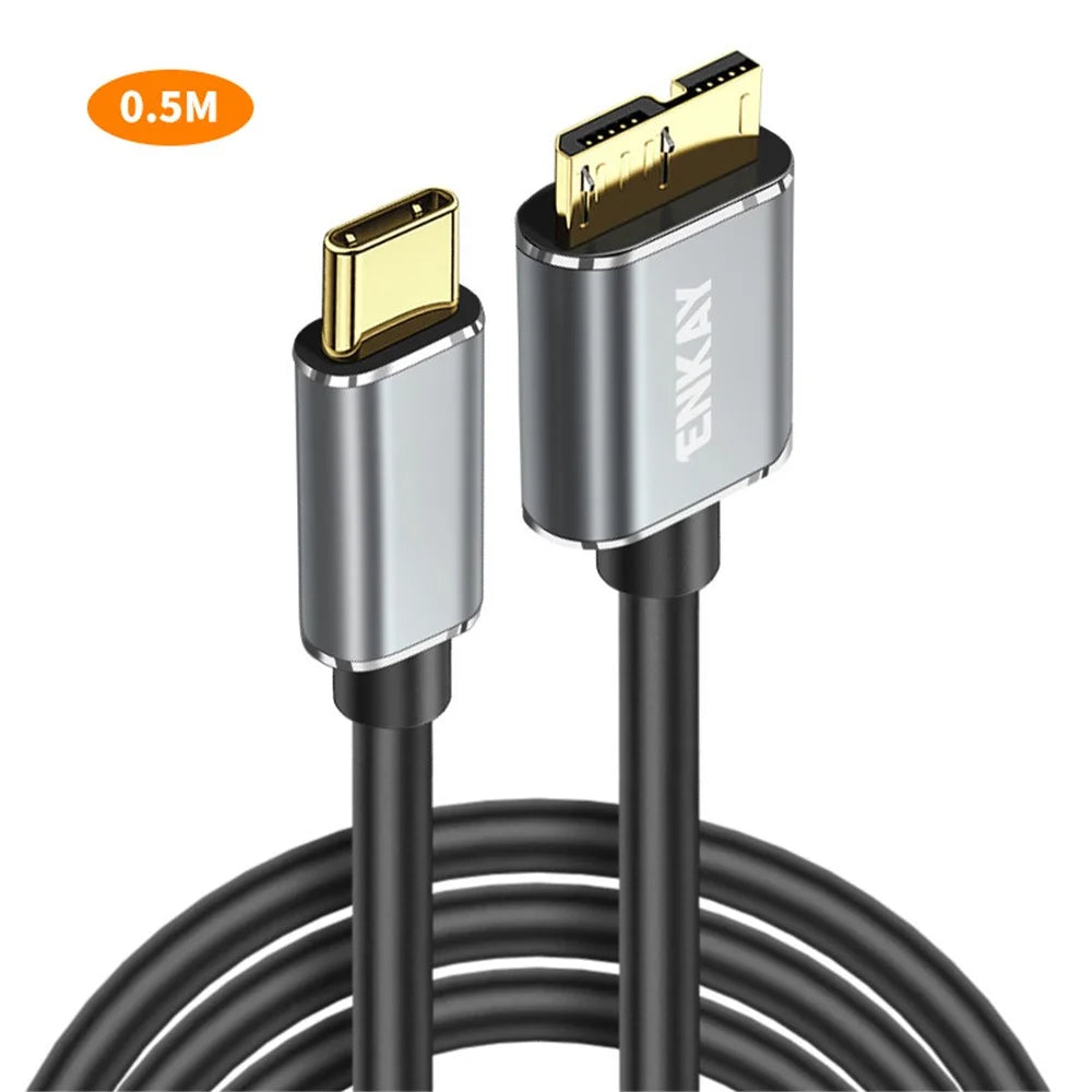 ENKAY HAT PRINCE 0.5m USB 3.1 Type-C to USB 3.0 Micro B Cable for Camera Hard Drive Charging Data Cable - 1