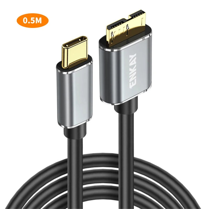 ENKAY HAT PRINCE 0.5m USB 3.1 Type-C to USB 3.0 Micro B Cable for Camera Hard Drive Charging Data Cable - 1