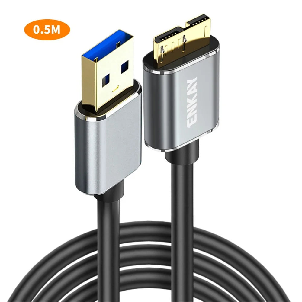ENKAY HAT PRINCE 0.5m USB 3.0 A to USB 3.0 Micro B Cable Camera Hard Drive Charging Data Cable - 1