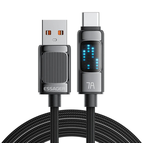 ESSAGER Dazzling Light Effect 2m USB-A to Type-C Braided Data Cable 7A Fast Charging Cord - 1