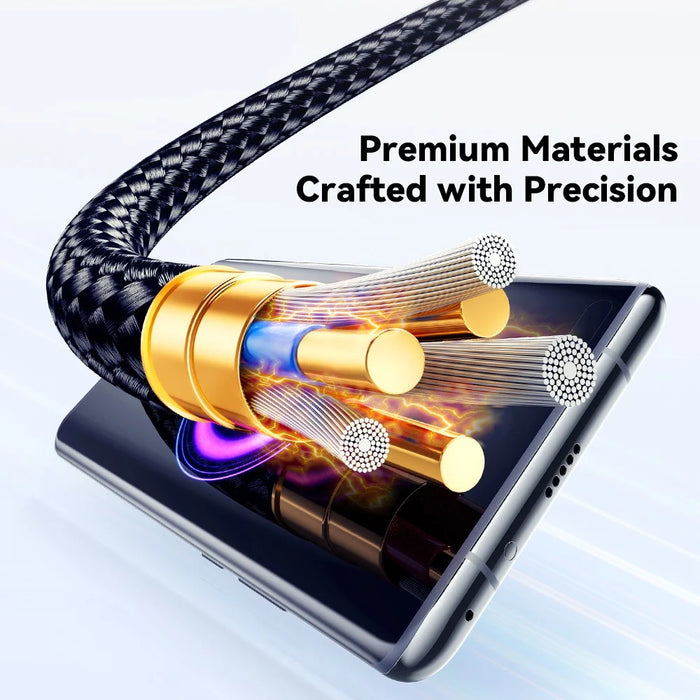 ESSAGER 1m USB-A to Type-C 120W Braided Cable for Xiaomi Phone Fast Charging Data Cable - Black - 5