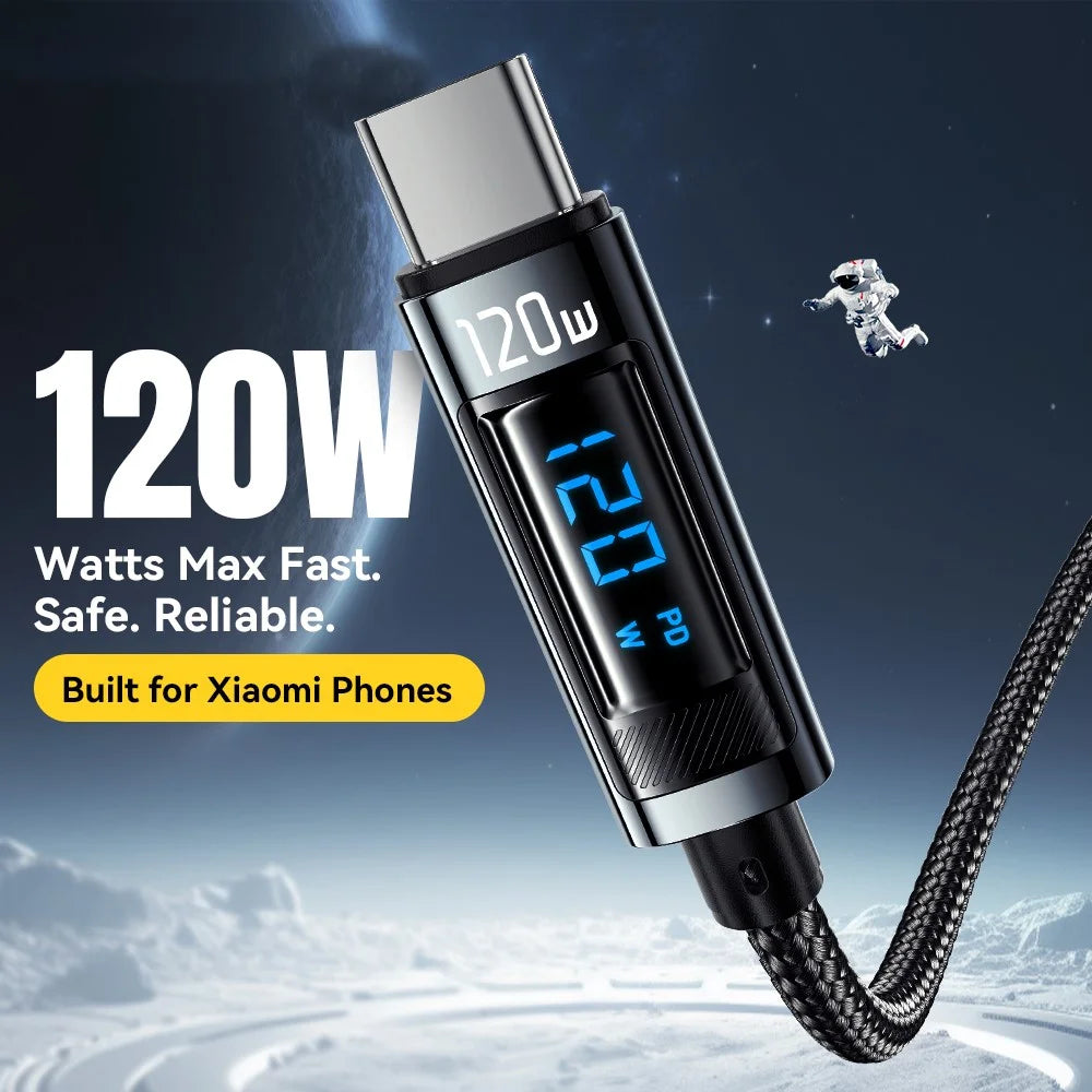 ESSAGER EXC120-HCA0G-P 2m USB-A to Type-C for Xiaomi Fast Charging 120W Digital Display Data Cable - 2