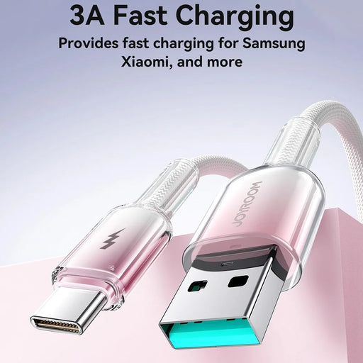 JOYROOM S-A42 1.2m 3A USB-A to Type-C Fast Charging Cable Data Sync Cord for iPhone 16-15 Series - White - 2