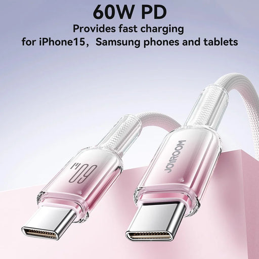 JOYROOM S-A42 1.2m Type-C to Type-C PD 60W Fast Charging Cable Data Transmission Cord for iPhone 16-15 Series - White - 2