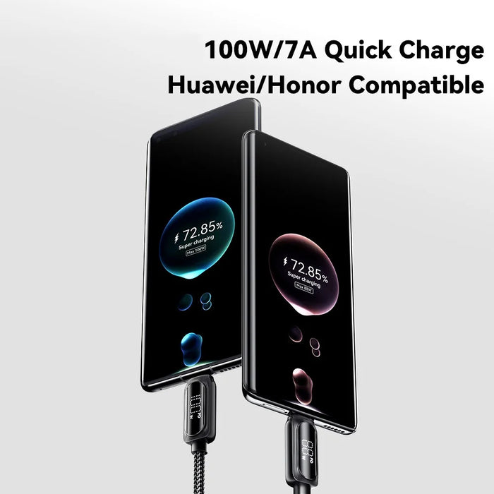 ESSAGER 2m USB-A to Type-C 7A Fully Compatible Digital Display Fast Charging Data Cable - 3