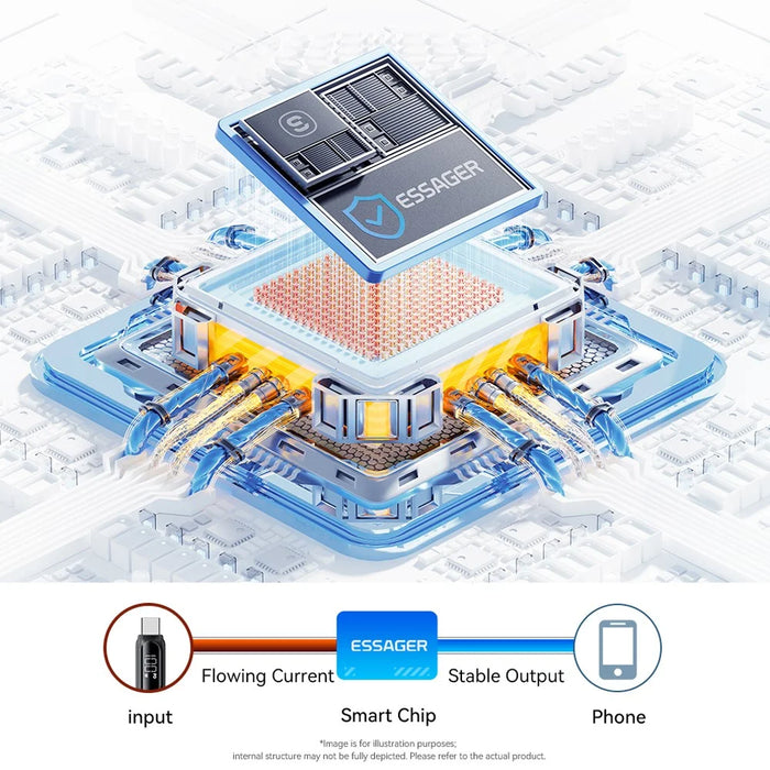 ESSAGER 2m USB-A to Type-C 7A Fully Compatible Digital Display Fast Charging Data Cable - 4