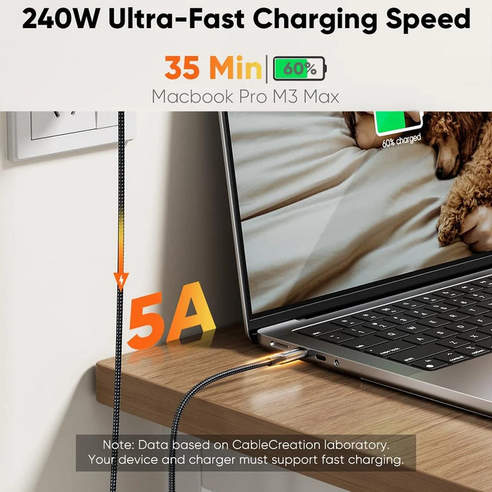 CABLECREATION CC1306 0.91m Type-C to Elbow Type-C 240W Fast Charging Nylon Braided Data Cable - 4