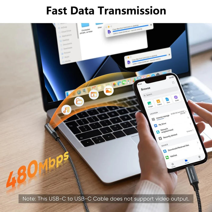 CABLECREATION CC1306 0.91m Type-C to Elbow Type-C 240W Fast Charging Nylon Braided Data Cable - 6