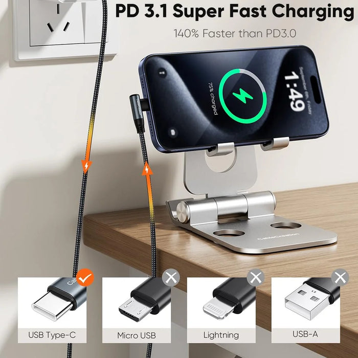 CABLECREATION CC1306 0.91m Type-C to Elbow Type-C 240W Fast Charging Nylon Braided Data Cable - 7