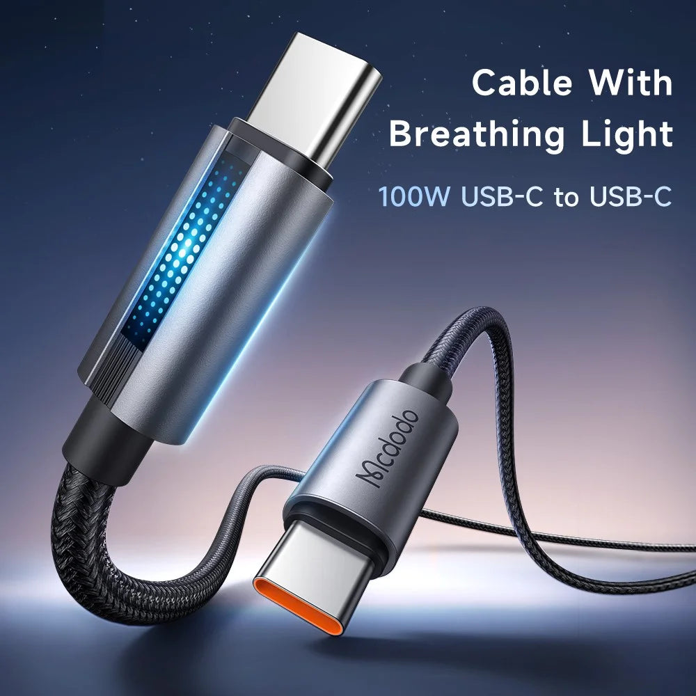 MCDODO CA-5740 1.2m Type-C to Type-C 100W Charging Data Cable with Breathing Light - 3