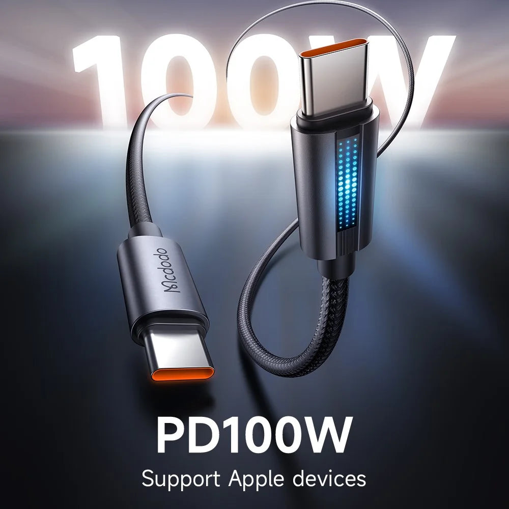 MCDODO CA-5740 1.2m Type-C to Type-C 100W Charging Data Cable with Breathing Light - 5