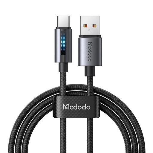 MCDODO CA-5180 1.2m USB-A to Type-C 6A 100W Charging Data Cable with Breathing Light - Black - 1