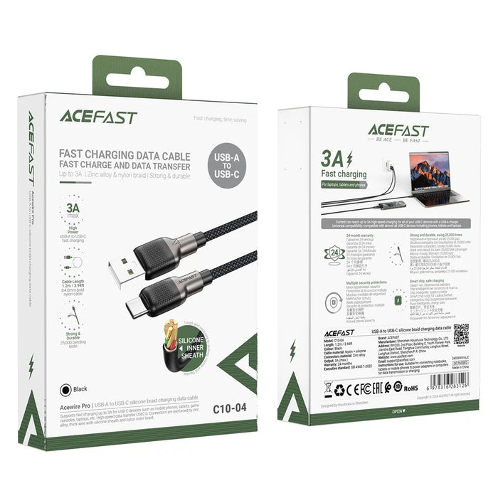 ACEFAST C10-04 1.2m USB-A to USB-C 3A Charging Cable Data Transfer Braided Silicone Cable - 7