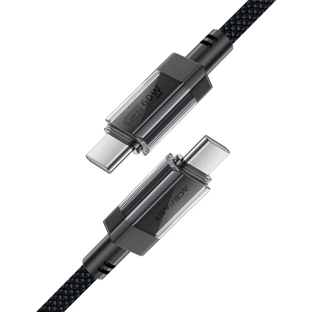 ACEFAST C12-03 1.2m USB-C to USB-C 60W Fast Charging Cable Clear Connector Braided Data Cable - 6