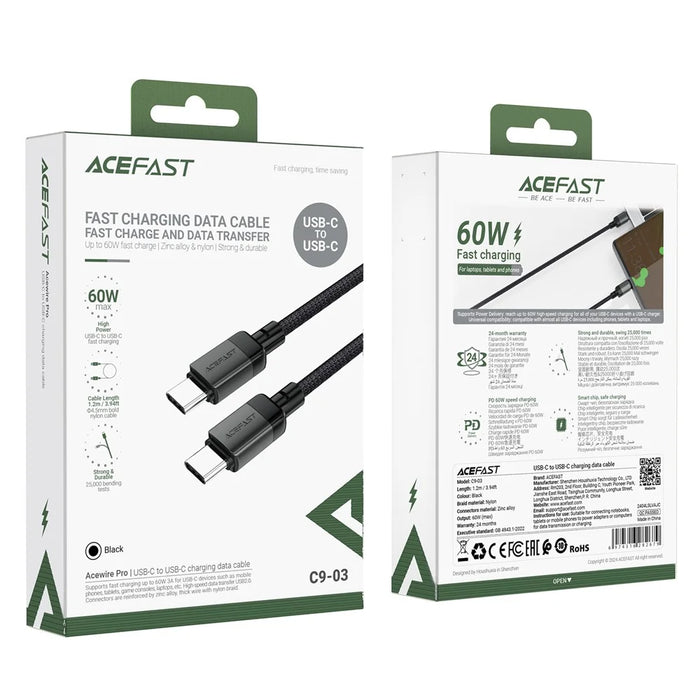 ACEFAST C9-03 1.2m USB-C to USB-C 60W Fast Charging Cable Data Transmission Braided Cable - 7