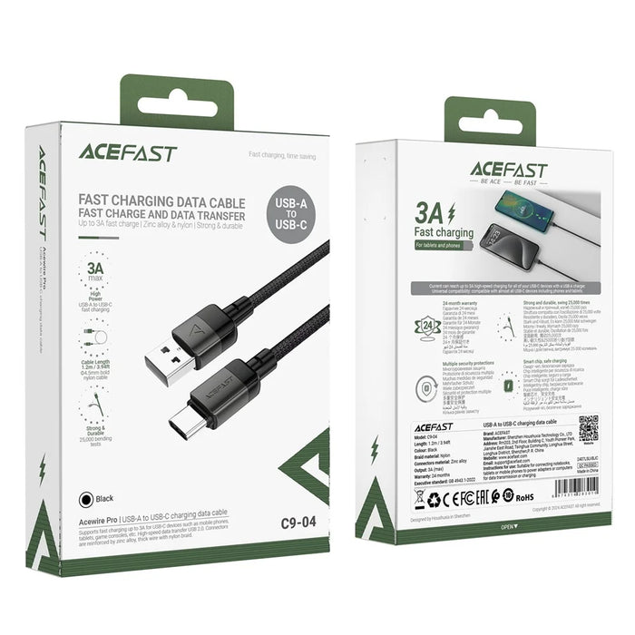 ACEFAST C9-04 1.2m USB-A to USB-C 3A Fast Charging Cable Braided Data Cord - 7