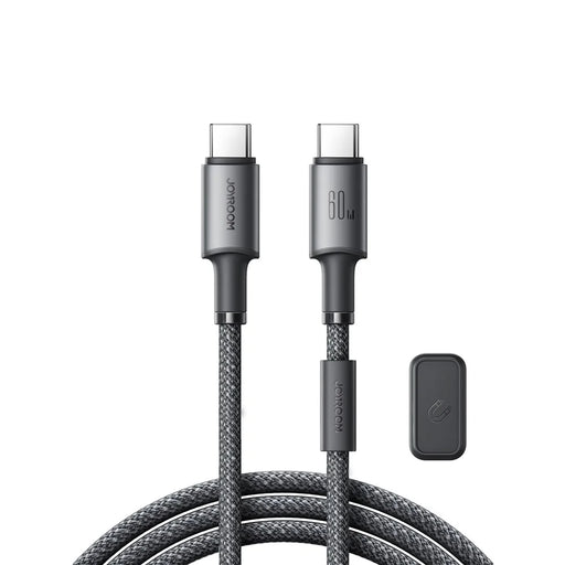 JOYROOM S-A50 1.2m Type-C to Type-C 60W Fast Charging Data Cable with Magnetic Cable Holder for iPhone 16-15 Series - Dark Grey - 1