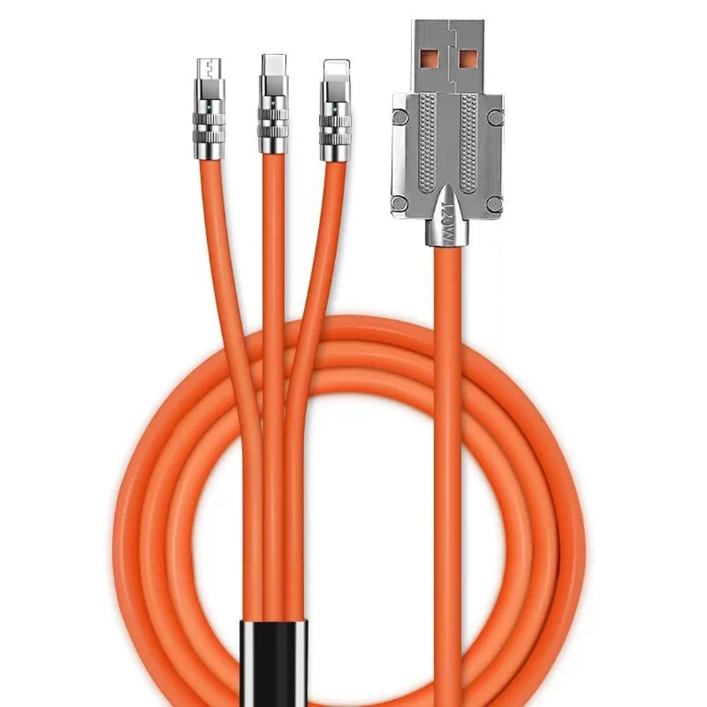 3-in-1 Type-C + iP + Micro Splitter Charging Cable 240W Fast Charger Wire, Length: 1m - 1