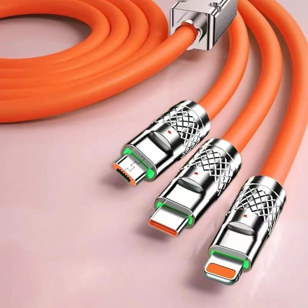 3-in-1 Type-C + iP + Micro Splitter Charging Cable 240W Fast Charger Wire, Length: 1m - 4