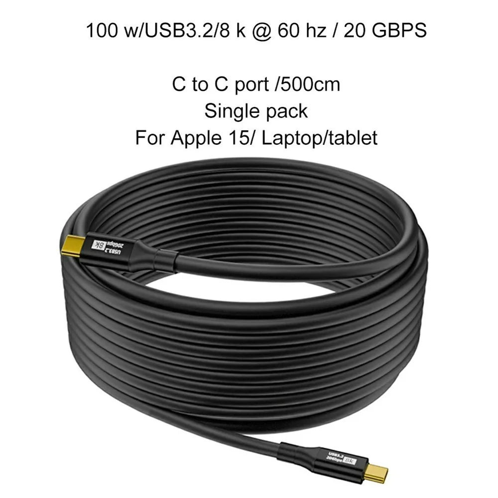 5m USB 3.2 Type-C PD 100W Fast Charging Cable 20Gbps Transmission 8K / 60Hz Screen Projection Wire - 2