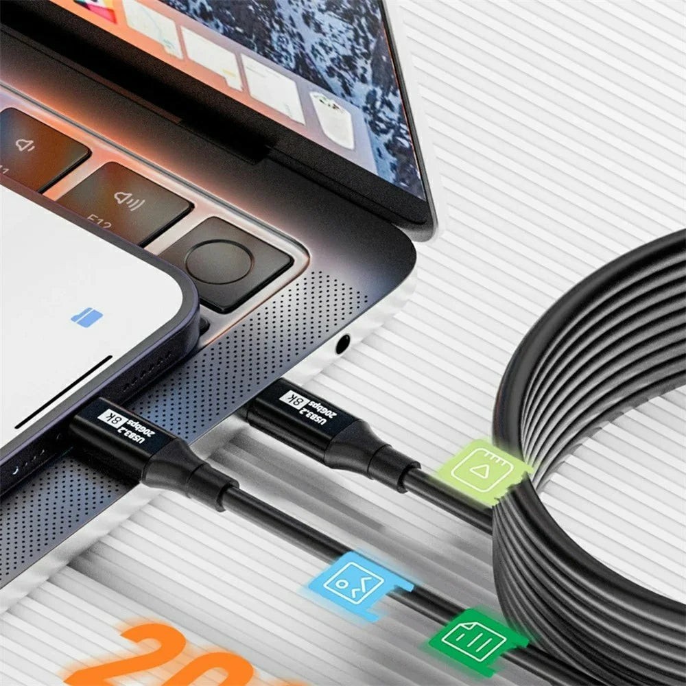 5m USB 3.2 Type-C PD 100W Fast Charging Cable 20Gbps Transmission 8K / 60Hz Screen Projection Wire - 5
