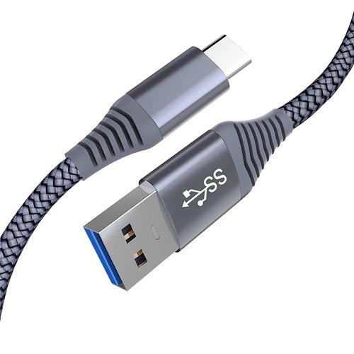 For iPhone 15 Series USB 3.0 to USB-C Fast Charging Nylon Braid Charging Cable, 1.2m - Grey - 1