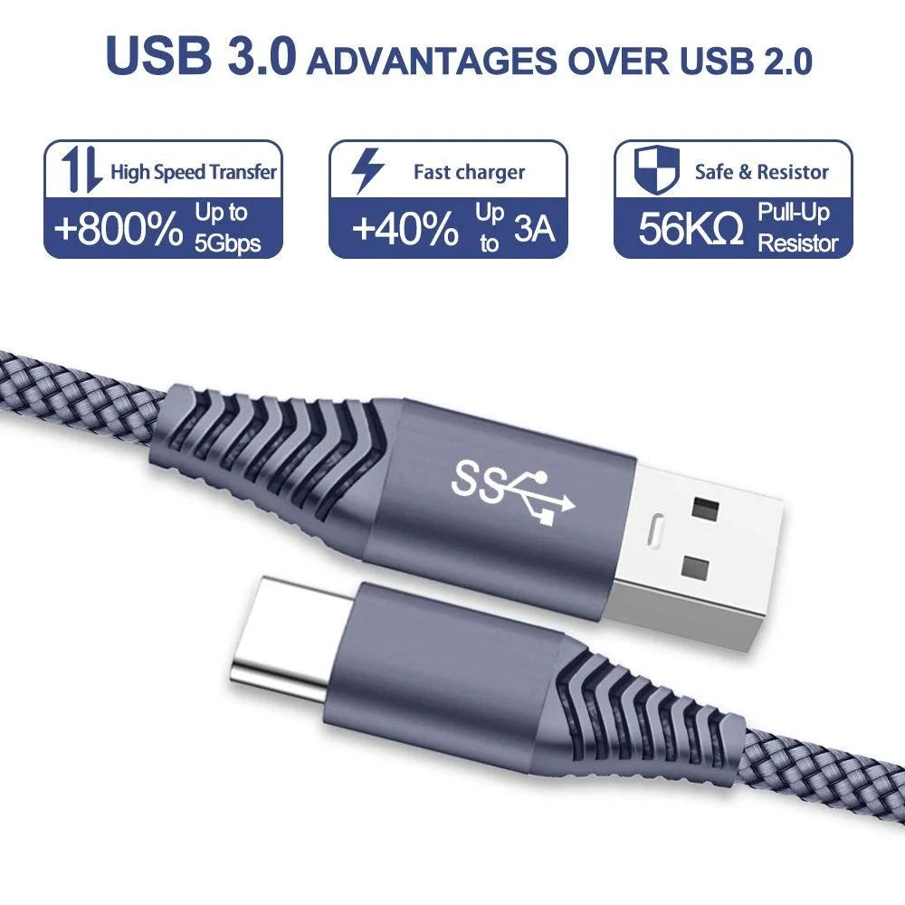 For iPhone 15 Series USB 3.0 to USB-C Fast Charging Nylon Braid Charging Cable, 1.2m - Grey - 2