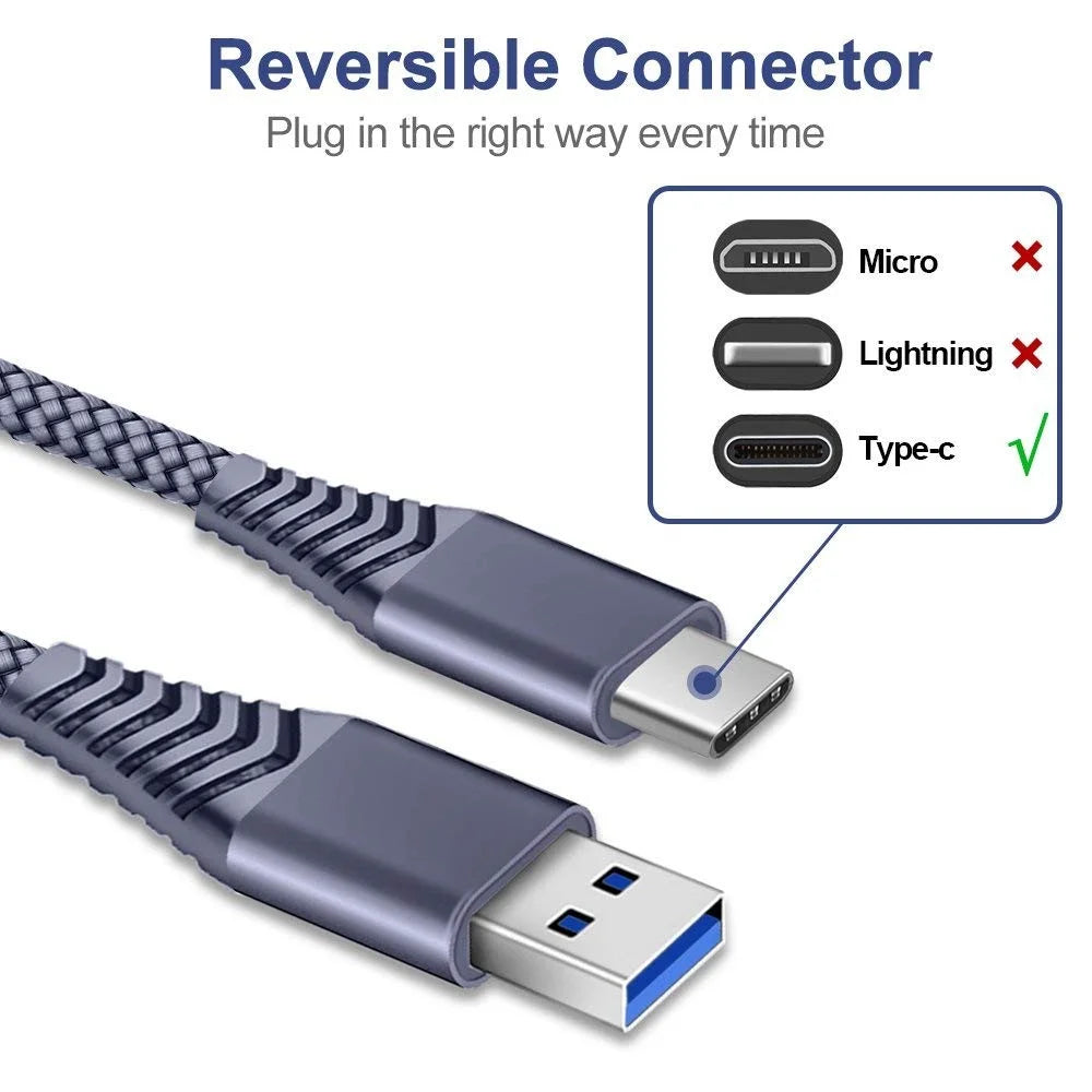 For iPhone 15 Series USB 3.0 to USB-C Fast Charging Nylon Braid Charging Cable, 1.2m - Grey - 3