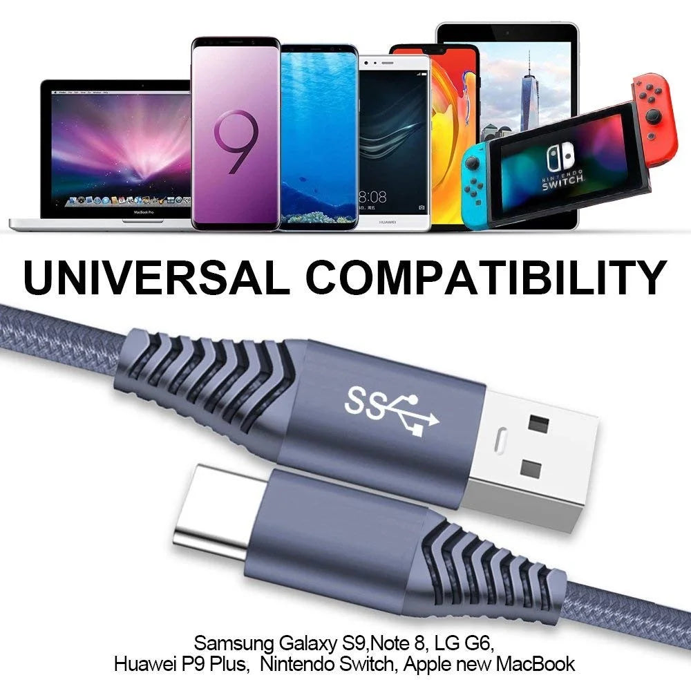 For iPhone 15 Series USB 3.0 to USB-C Fast Charging Nylon Braid Charging Cable, 1.2m - Grey - 5