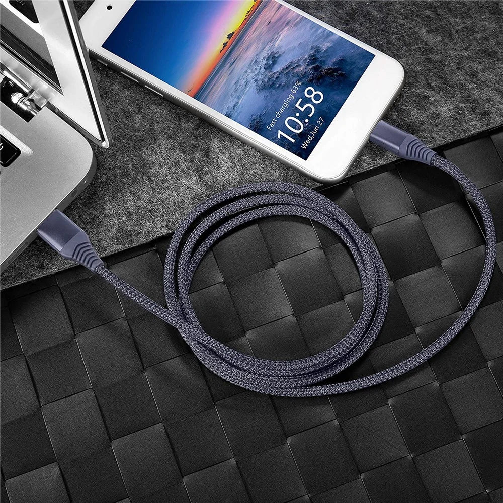 For iPhone 15 Series USB 3.0 to USB-C Fast Charging Nylon Braid Charging Cable, 1.2m - Grey - 6