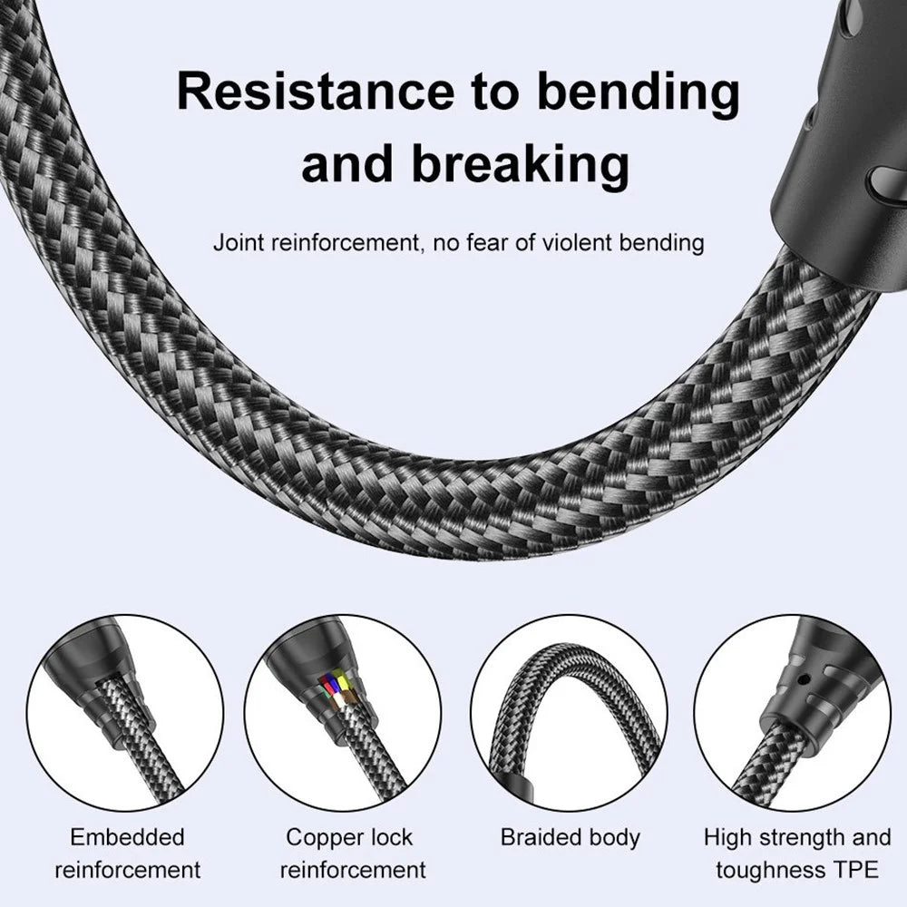 USLION US0203 1.8m Type-C to iP / Type-C / Micro Rotatable Connector Magnetic Charging Cable 240W Data Cable - 6