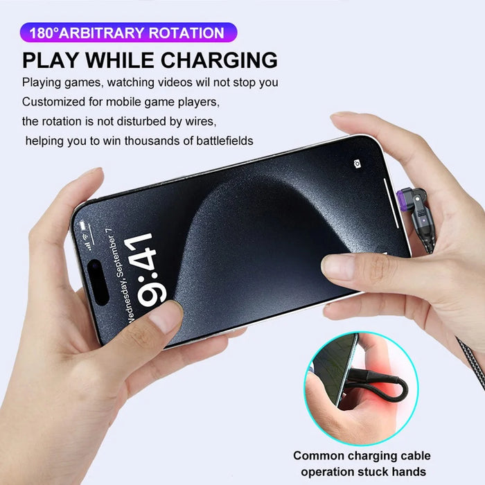 USLION US0203 1m Type-C to iP / Type-C / Micro Rotatable Connector Magnetic Charging Cable 240W Data Cable - 3