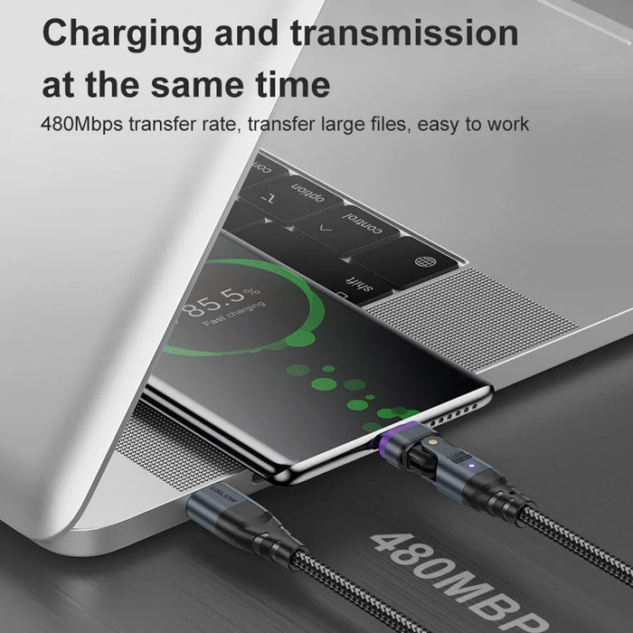 USLION US0203 1m Type-C to iP / Type-C / Micro Rotatable Connector Magnetic Charging Cable 240W Data Cable - 5