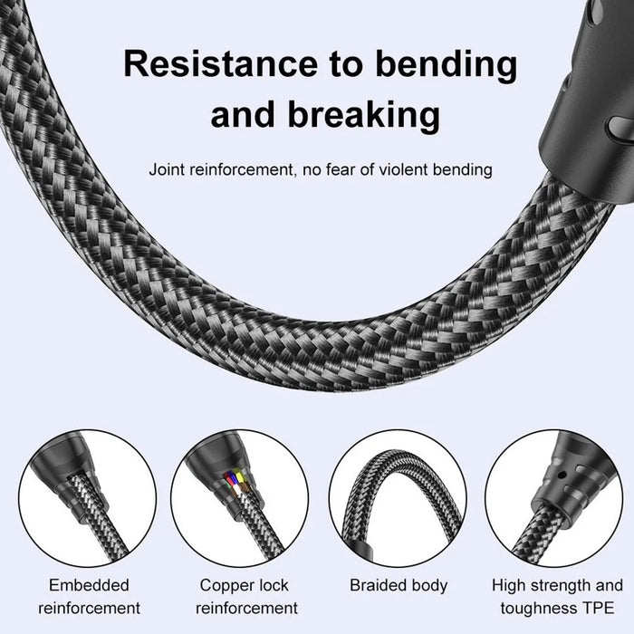USLION US0203 1m Type-C to iP / Type-C / Micro Rotatable Connector Magnetic Charging Cable 240W Data Cable - 6