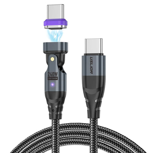 USLION US0203 1.8m 180-Degree Rotatable Connector 240W Data Cable Magnetic Charging Cable - USB-C To USB-C - 1