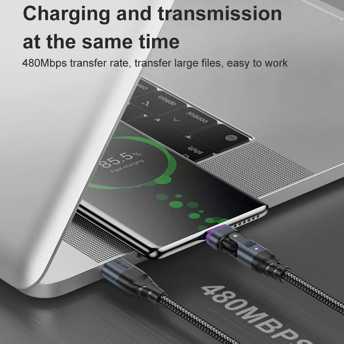 USLION US0203 1.8m 180-Degree Rotatable Connector 240W Data Cable Magnetic Charging Cable - USB-C To USB-C - 5