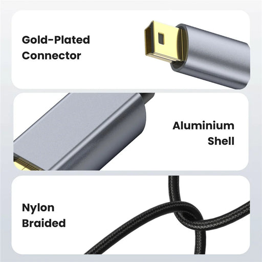 0.3m USB 2.0 to Mini B Male Charger Cord USB Mini to USB Charging Cable for PS3 Controller  /  MP3 Player  /  Camera - 2
